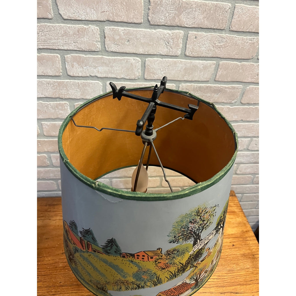 Vintage 1950s Rooster Weathervane Farm Theme Child's Lamp w/ Paper Shade