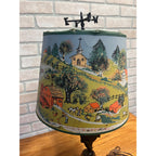 Vintage 1950s Rooster Weathervane Farm Theme Child's Lamp w/ Paper Shade