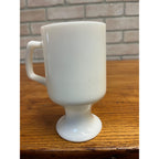 Vintage Dave's Modern Milling Truck Advertising Milk Glass Footed Mug Waupun WI