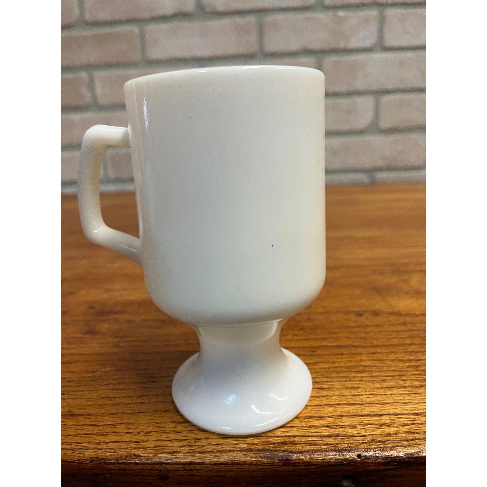 Vintage Dave's Modern Milling Truck Advertising Milk Glass Footed Mug Waupun WI