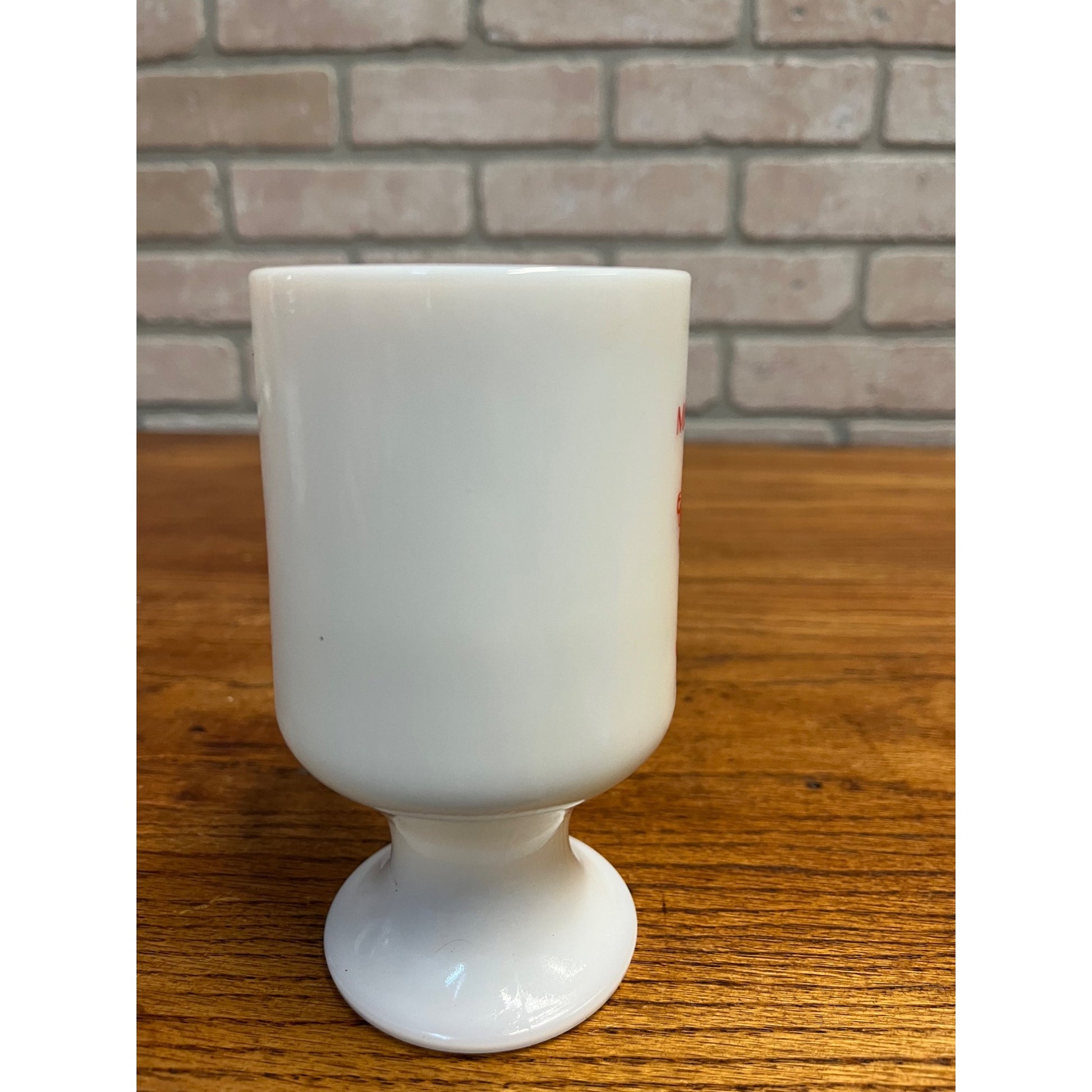 Vintage Dave's Modern Milling Truck Advertising Milk Glass Footed Mug Waupun WI