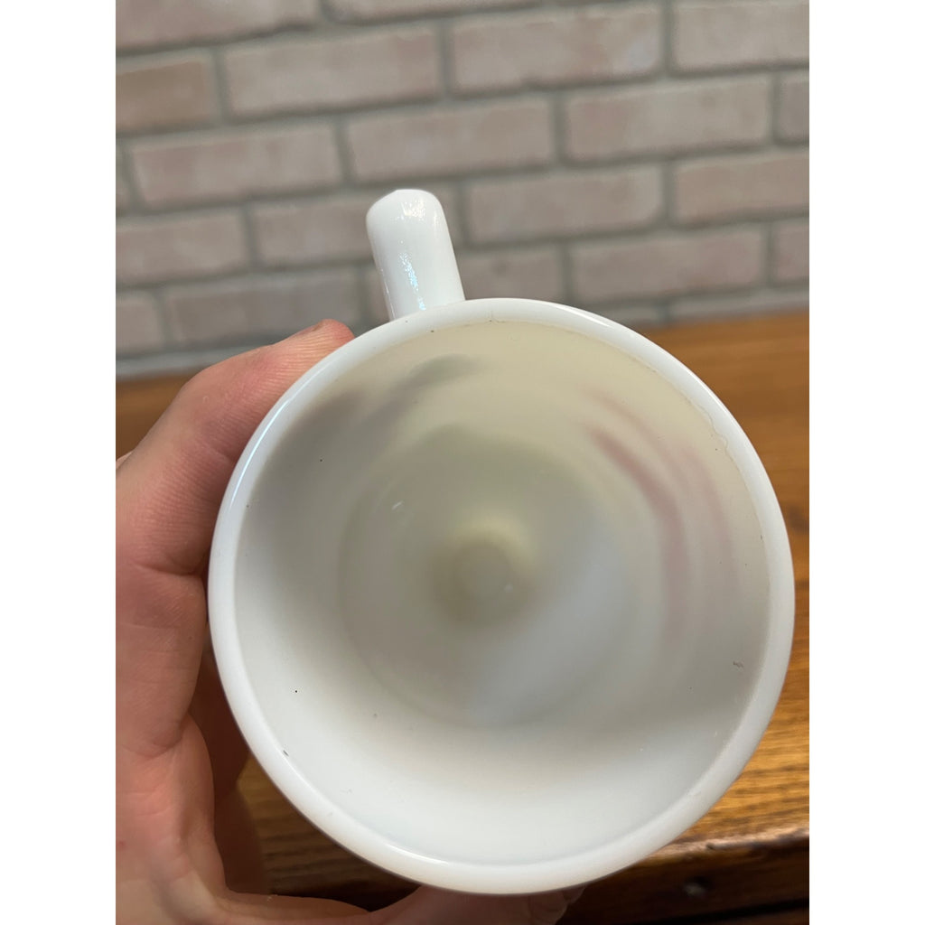 Vintage Dave's Modern Milling Truck Advertising Milk Glass Footed Mug Waupun WI
