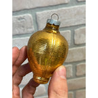 Vintage Shiny Brite Gold Ribbed Mercury Glass Chinese Lantern Christmas Ornament