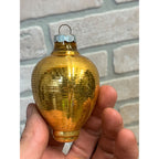 Vintage Shiny Brite Gold Ribbed Mercury Glass Chinese Lantern Christmas Ornament