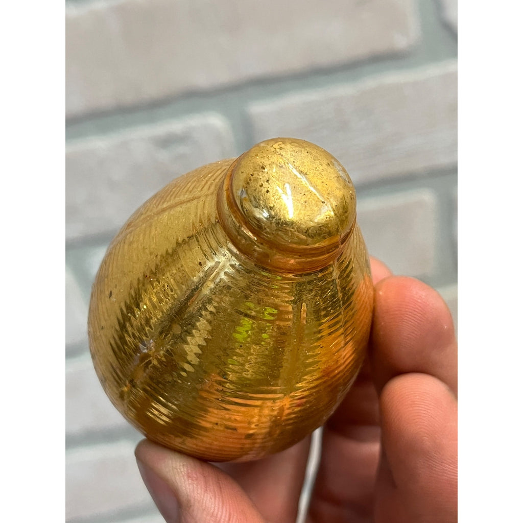 Vintage Shiny Brite Gold Ribbed Mercury Glass Chinese Lantern Christmas Ornament