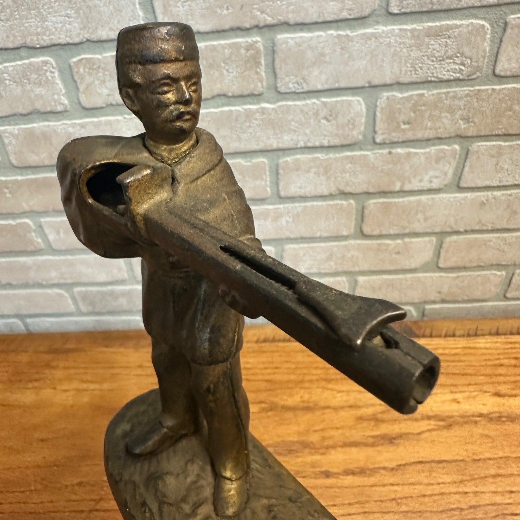 Antique Cast Iron Mechanical Bank J&E Stevens Creedmore Orignal Gold Paint