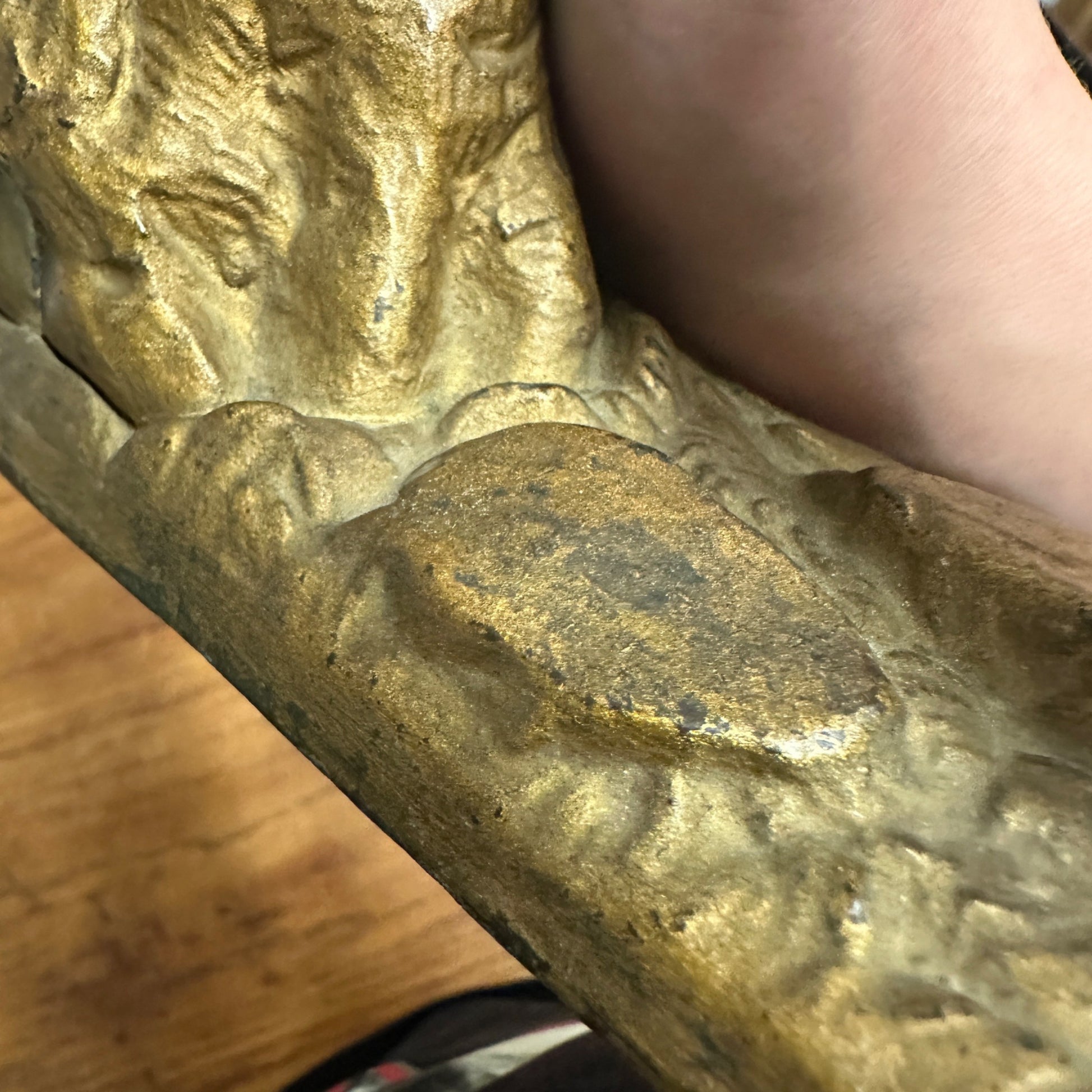 Antique Cast Iron Mechanical Bank J&E Stevens Creedmore Orignal Gold Paint