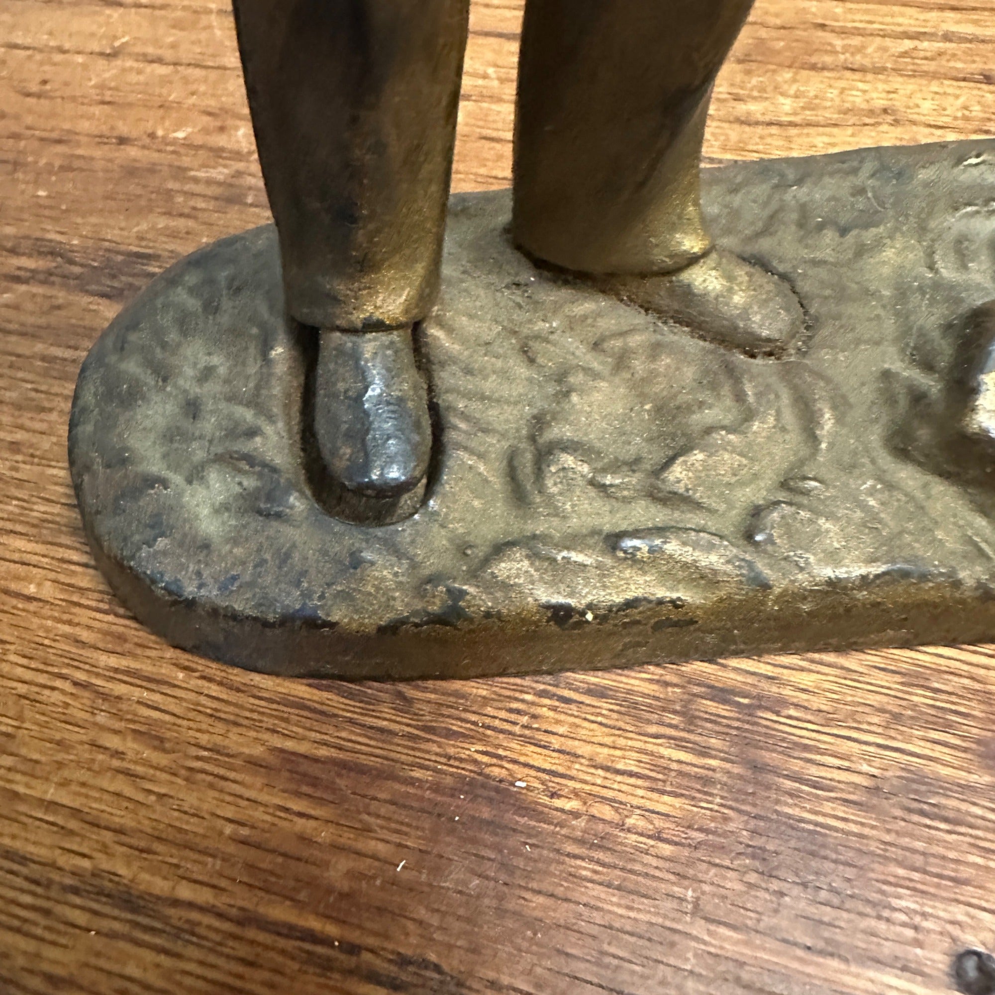 Antique Cast Iron Mechanical Bank J&E Stevens Creedmore Orignal Gold Paint