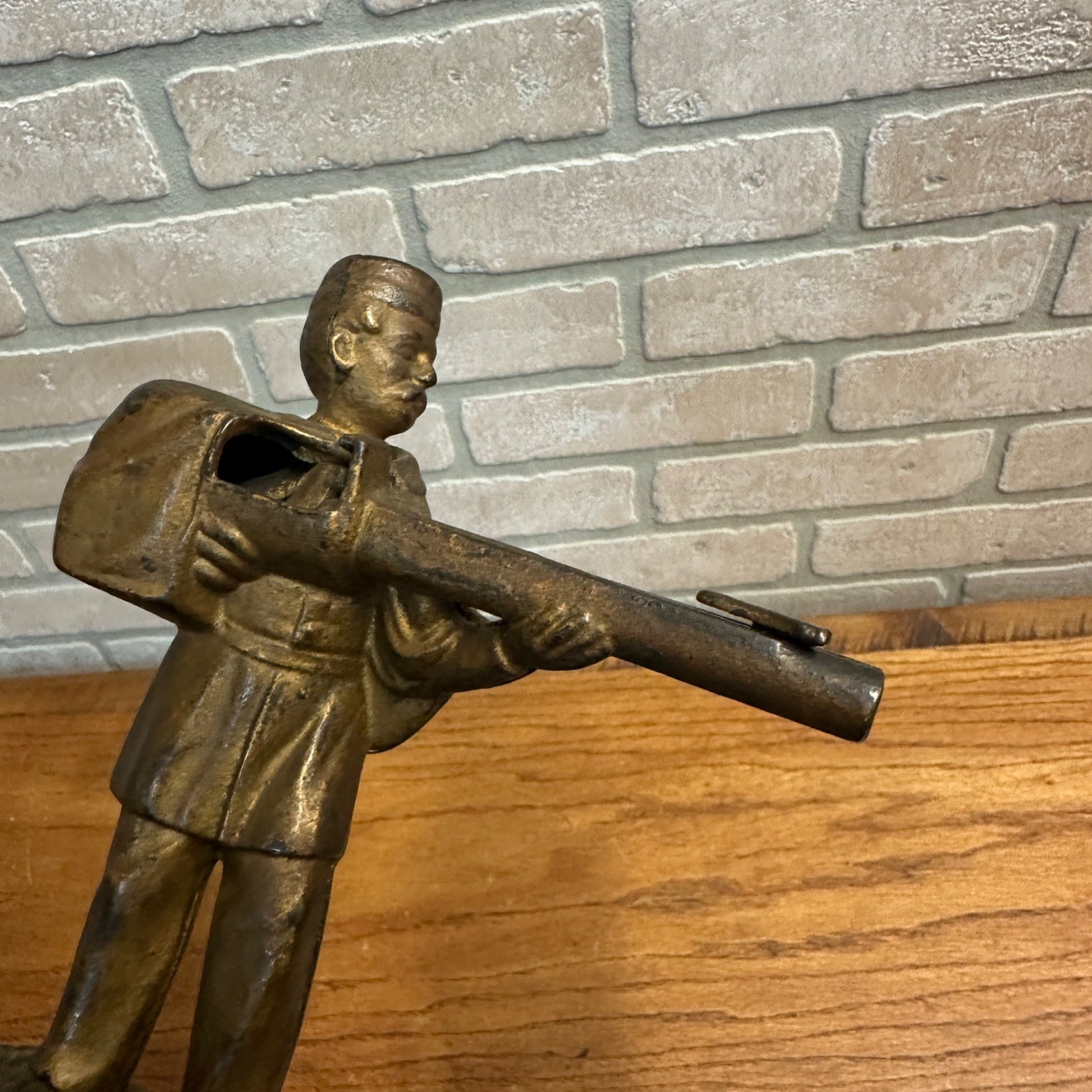 Antique Cast Iron Mechanical Bank J&E Stevens Creedmore Orignal Gold Paint