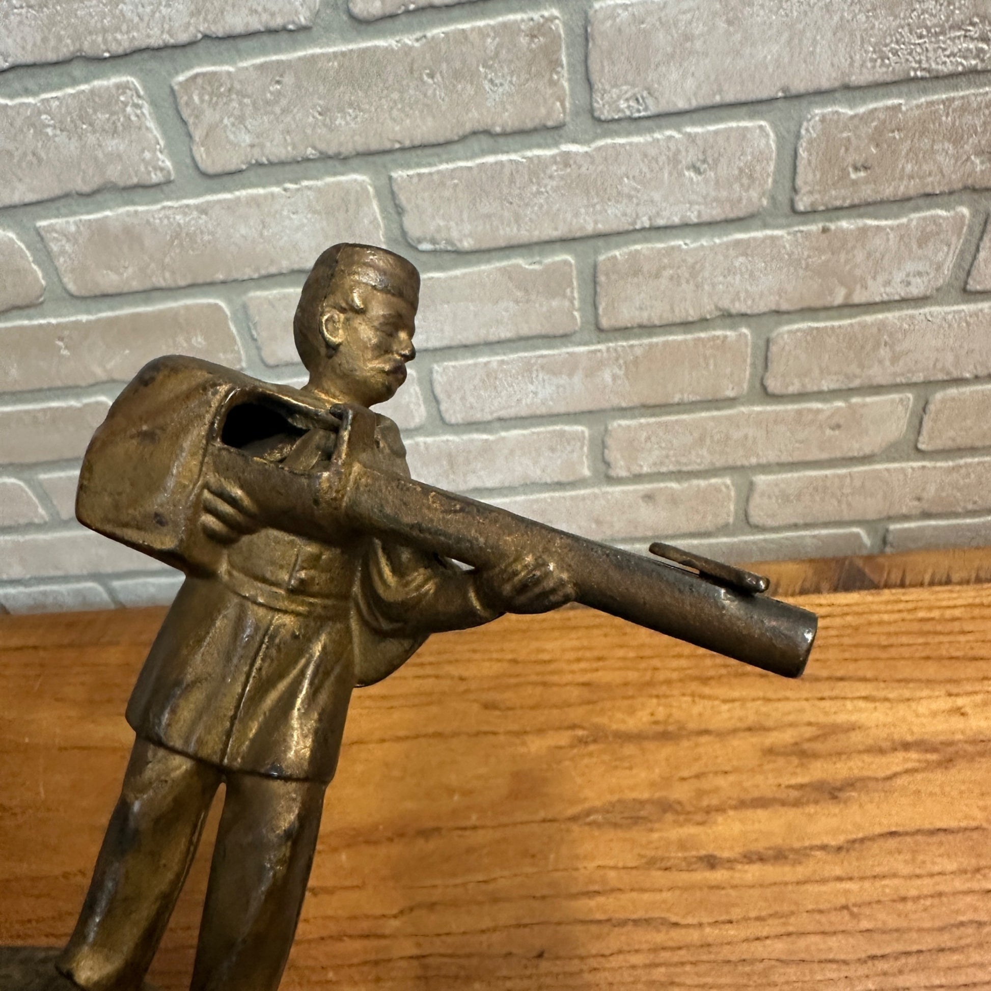 Antique Cast Iron Mechanical Bank J&E Stevens Creedmore Orignal Gold Paint