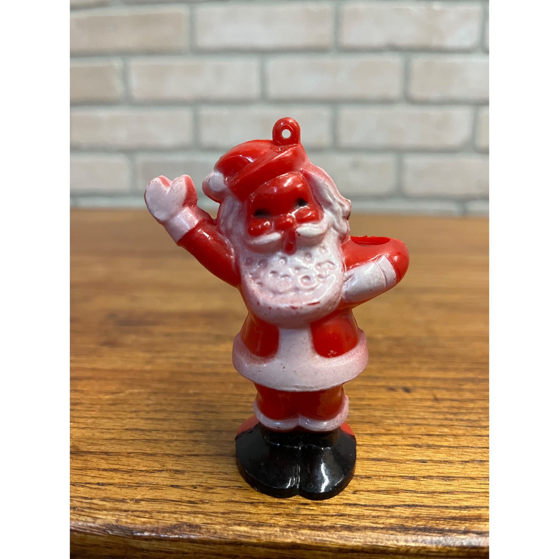 Vintage Christmas Rosbro Red Plastic Santa Claus 1950's Ornament Candy Container