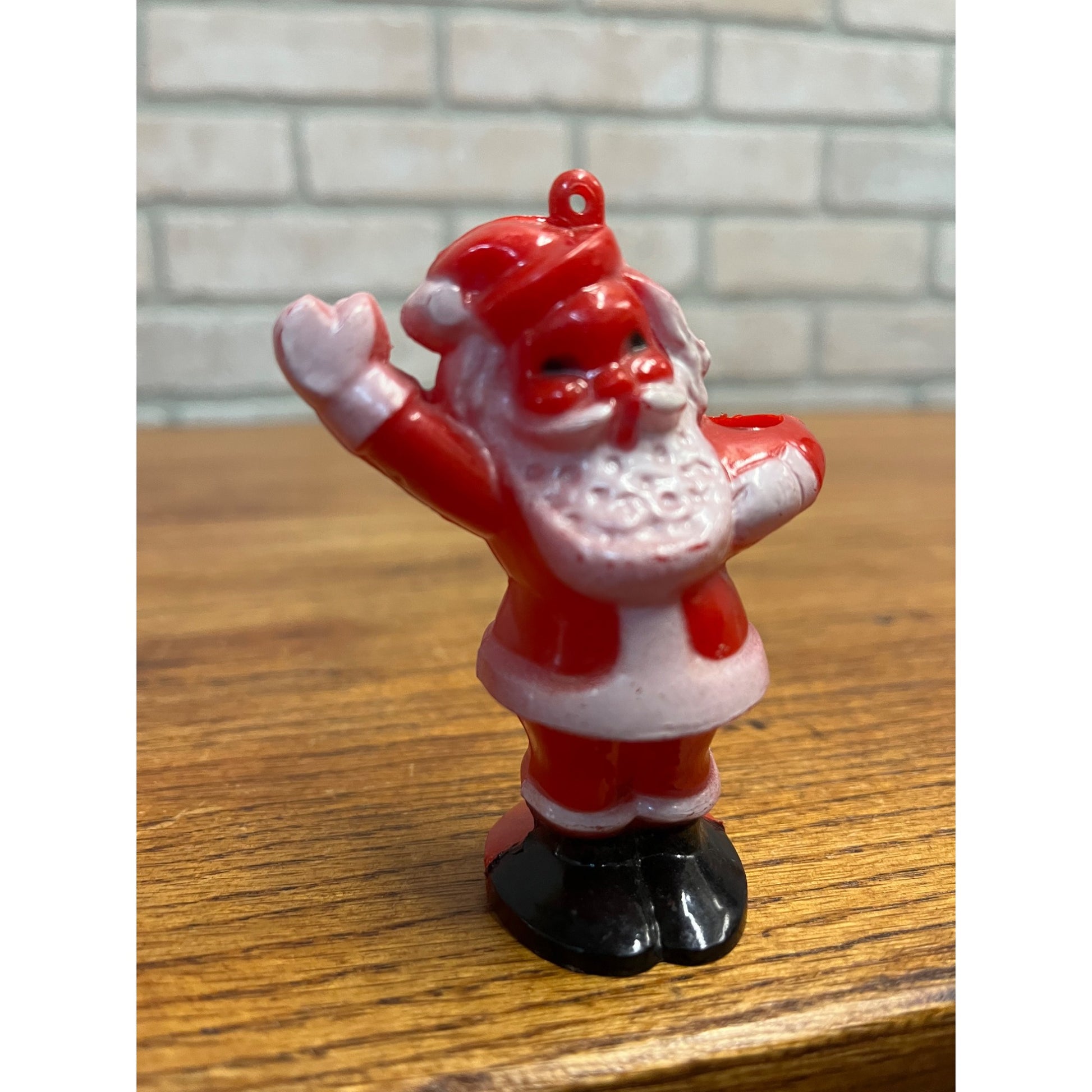 Vintage Christmas Rosbro Red Plastic Santa Claus 1950's Ornament Candy Container