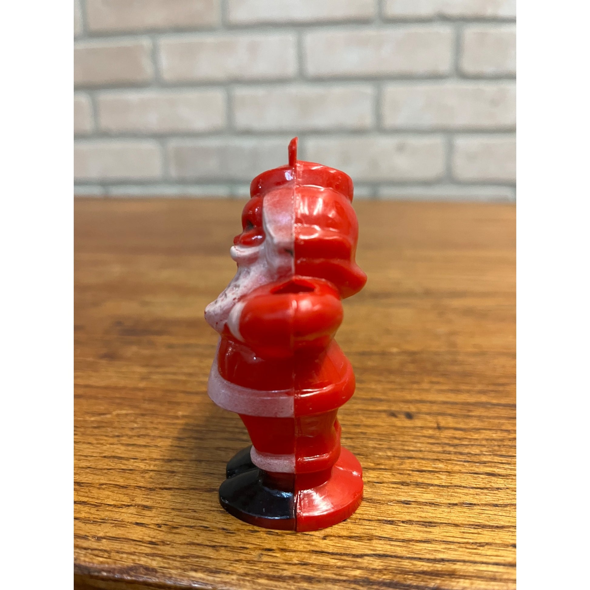 Vintage Christmas Rosbro Red Plastic Santa Claus 1950's Ornament Candy Container