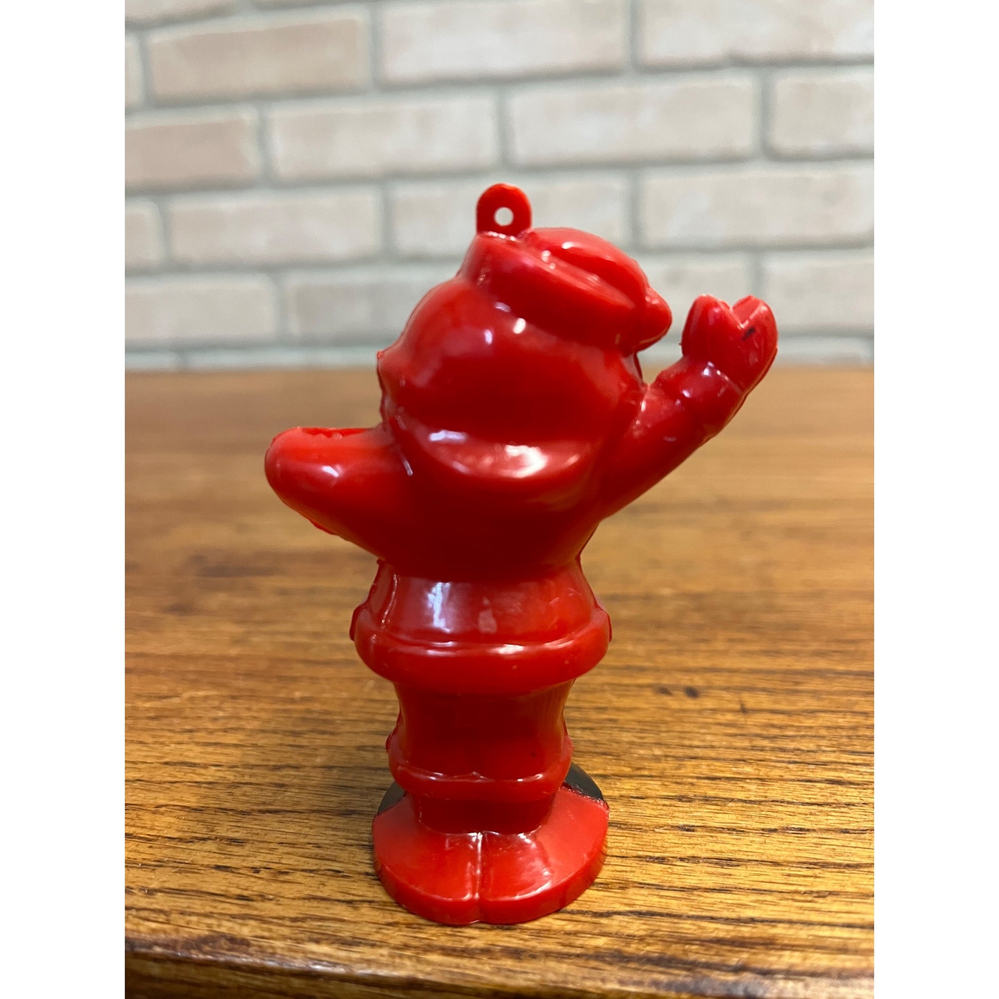Vintage Christmas Rosbro Red Plastic Santa Claus 1950's Ornament Candy Container