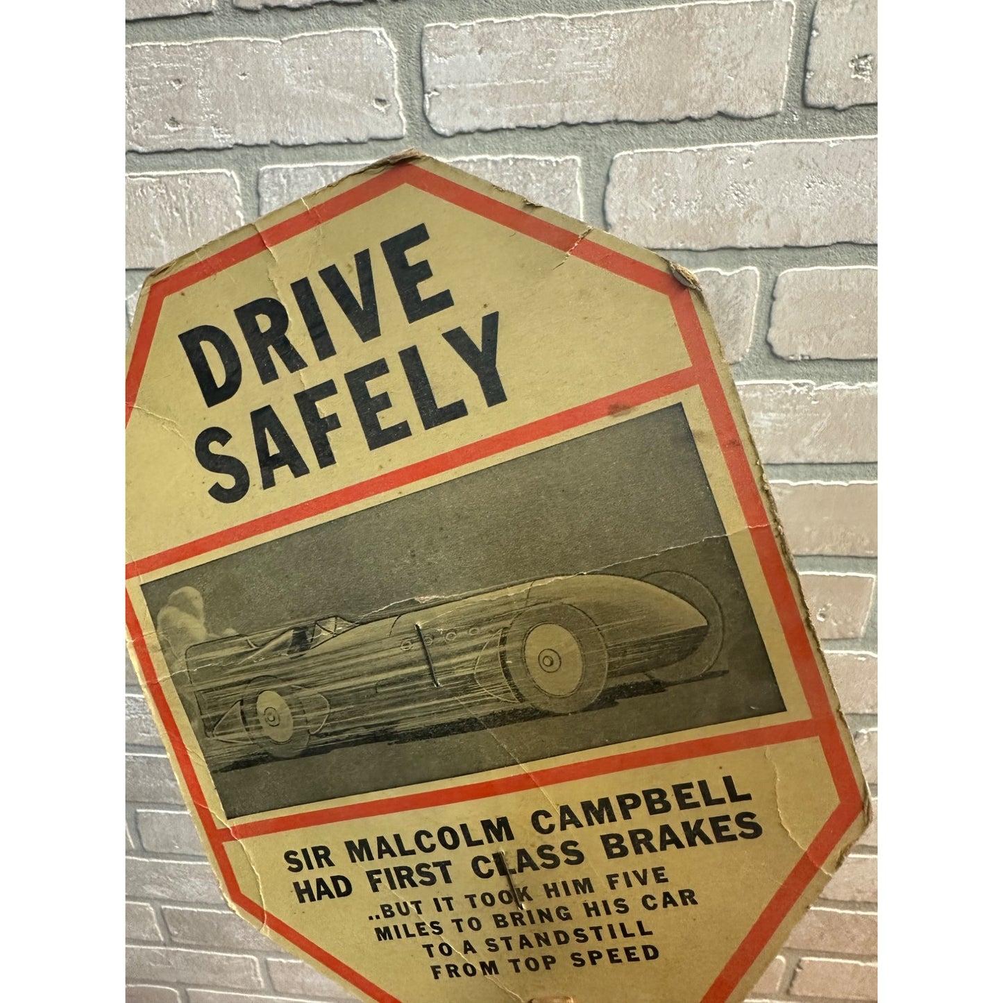 RARE Vintage 1938 Studebaker Drive Safely Advertising Fan Sir Malcolm Campbell