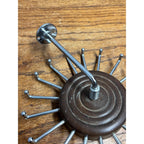 Vintage MCM Spinning Tie Rack Wood Round Closet Hanger Mount Rotating