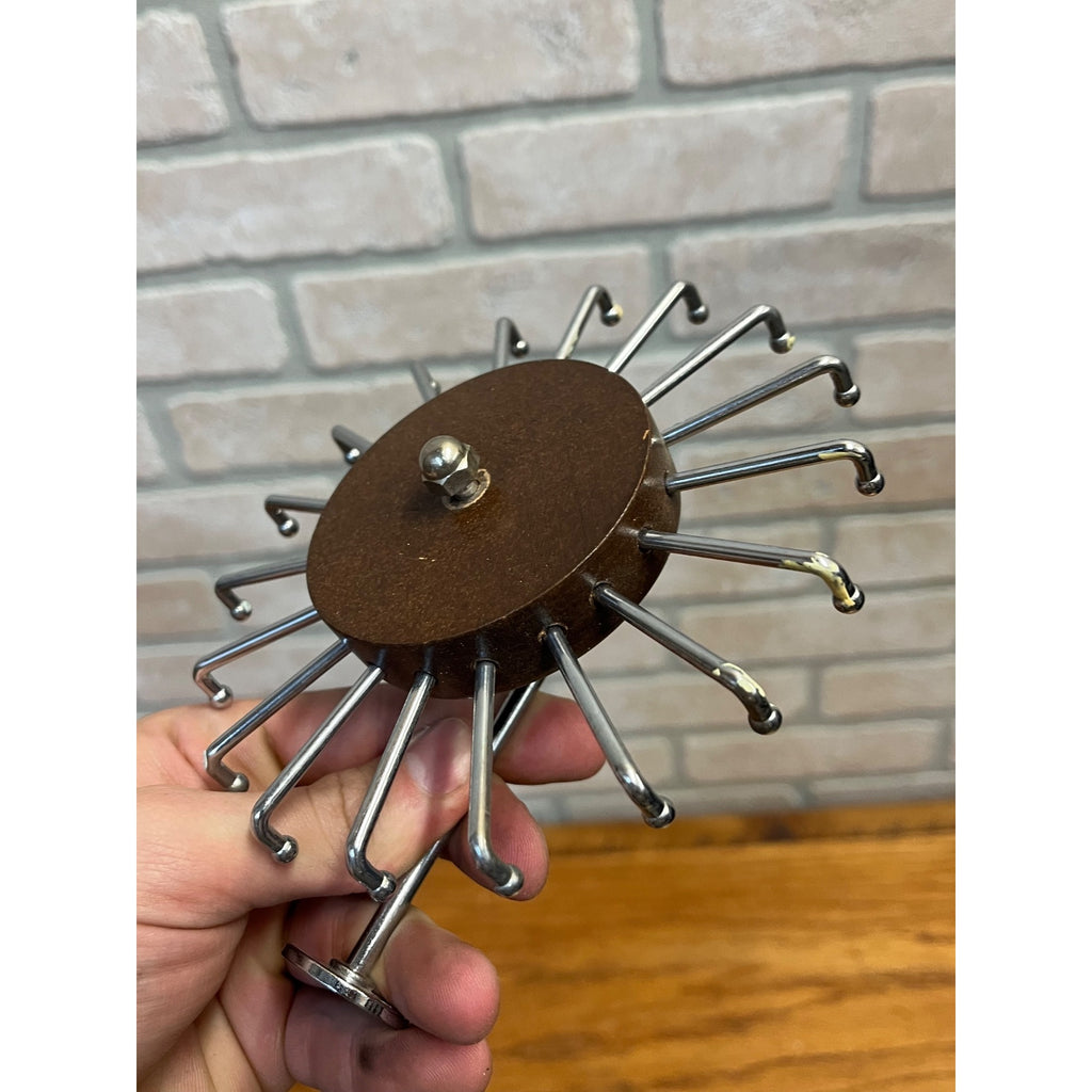 Vintage MCM Spinning Tie Rack Wood Round Closet Hanger Mount Rotating