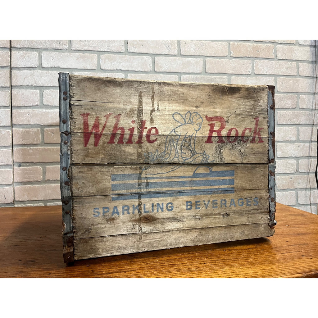 Vintage WHITE ROCK Sparkling Beverages Wood Crate, Soda Water Large Size