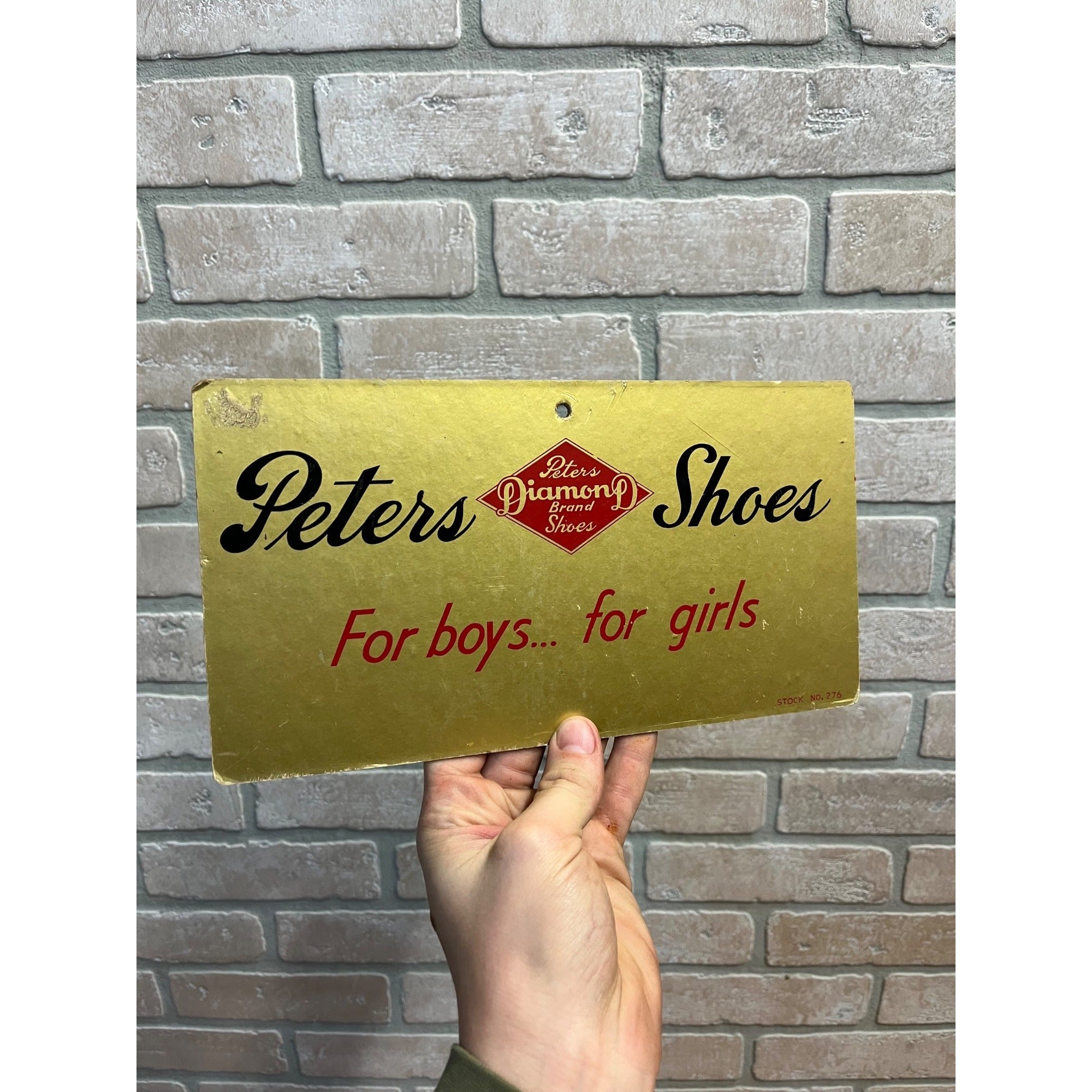 Vintage 1950s  Peters Diamond Brand Child's Shoes Advertising Sign Cardboard