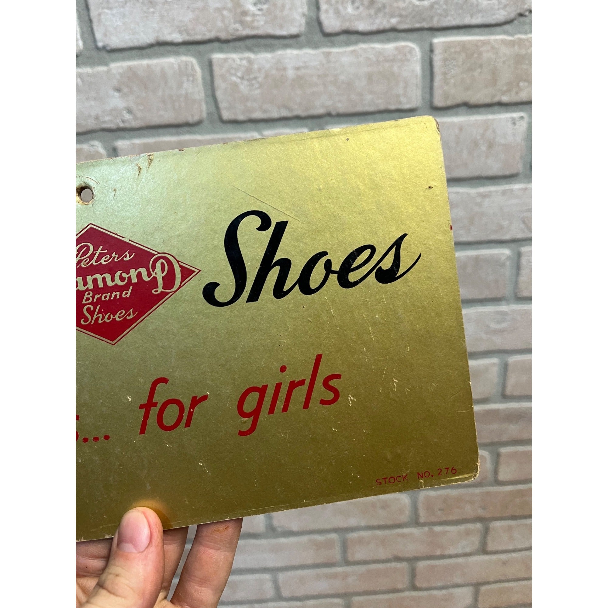 Vintage 1950s  Peters Diamond Brand Child's Shoes Advertising Sign Cardboard