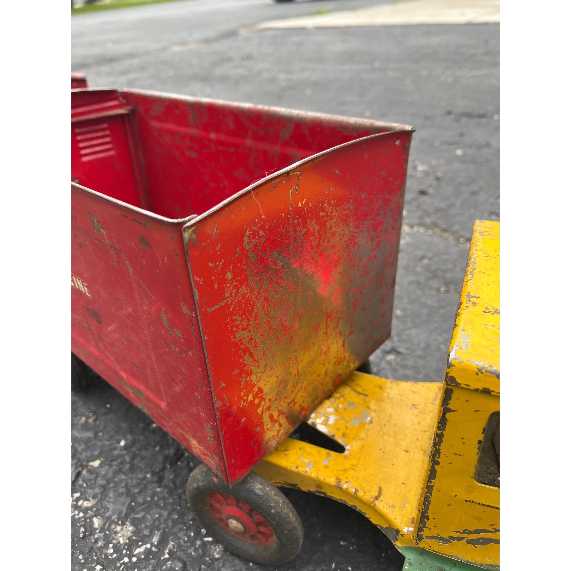 Vintage 1930s Buddy L Express Line Pressed Steel Toy Tandem Trailer Truck