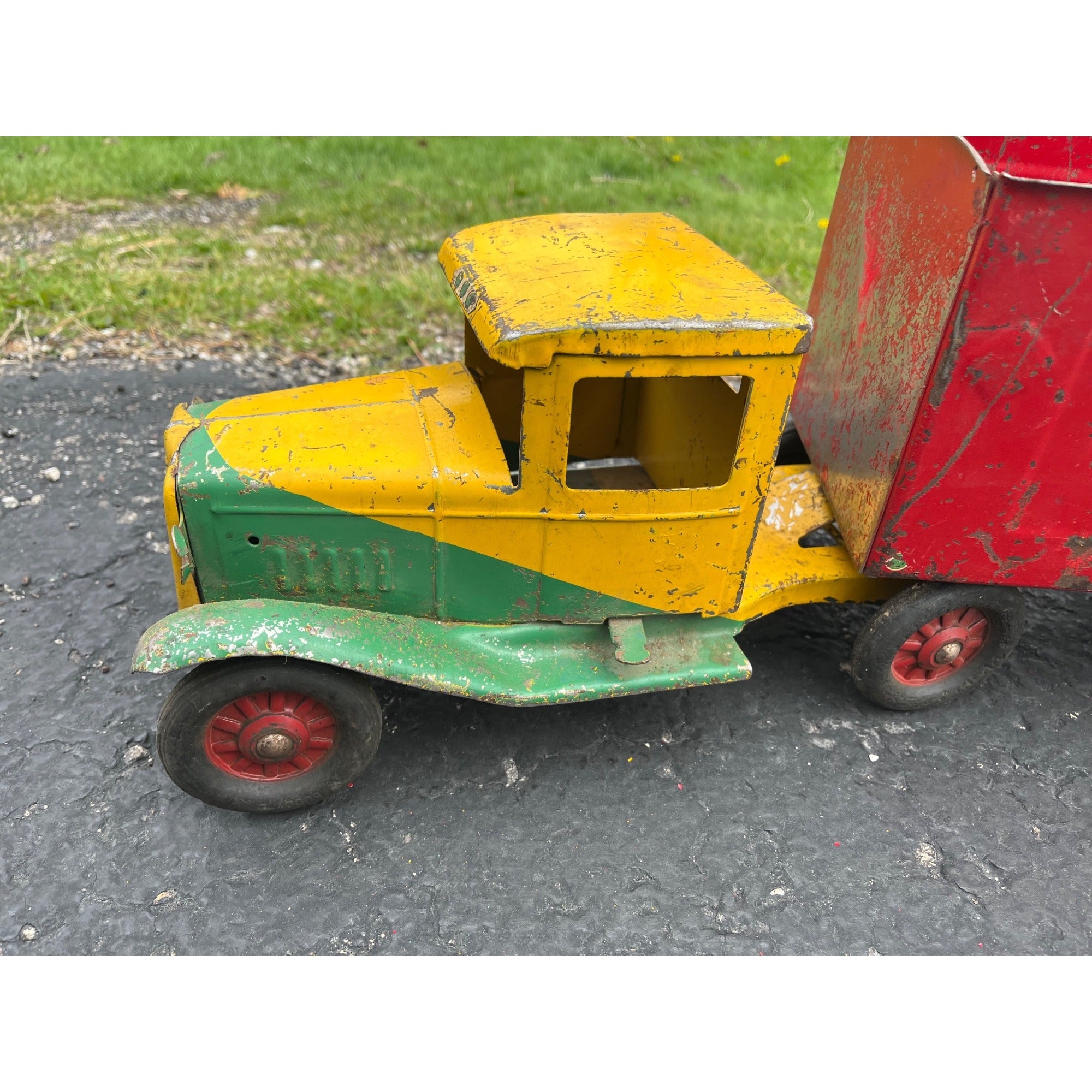 Vintage 1930s Buddy L Express Line Pressed Steel Toy Tandem Trailer Truck