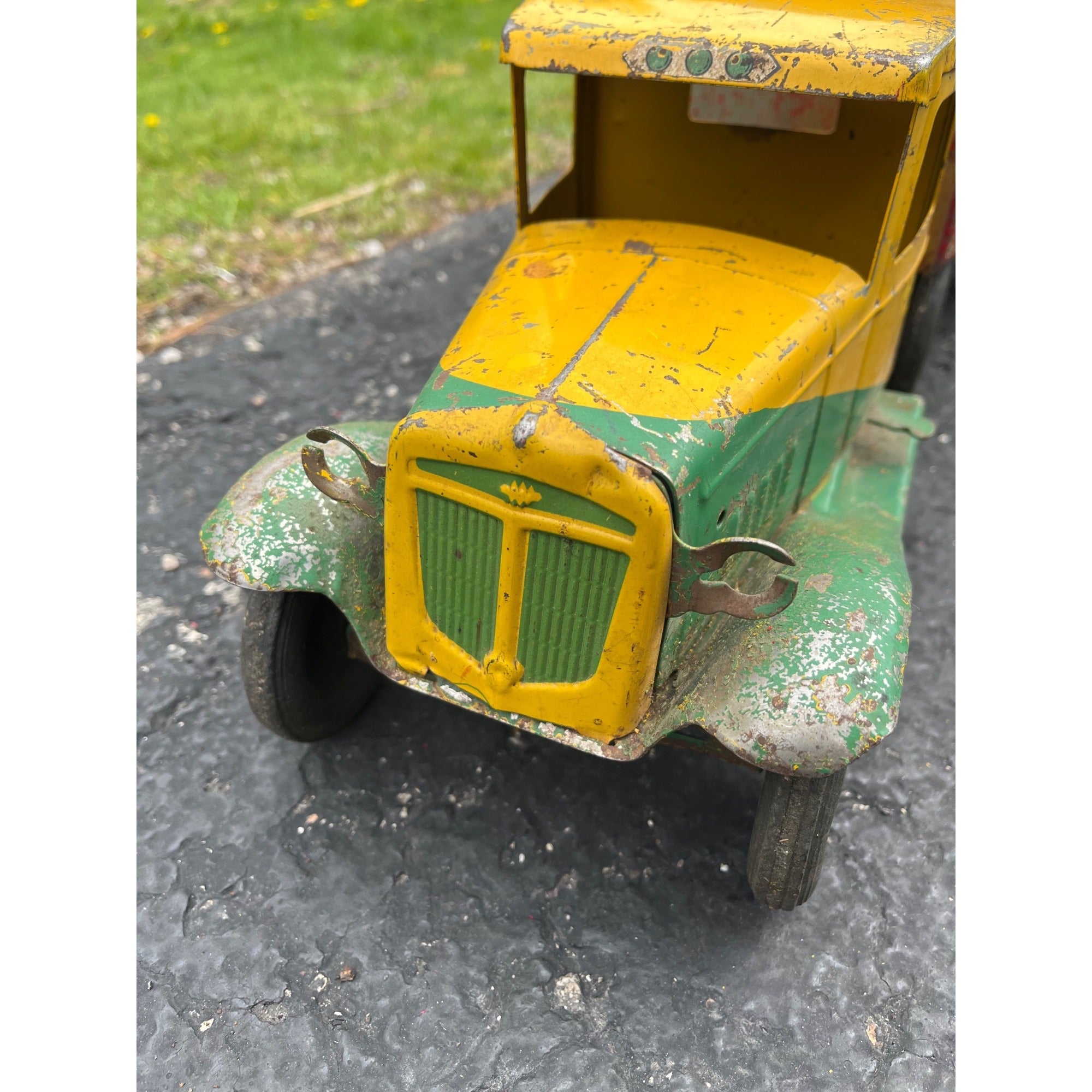 Vintage 1930s Buddy L Express Line Pressed Steel Toy Tandem Trailer Truck