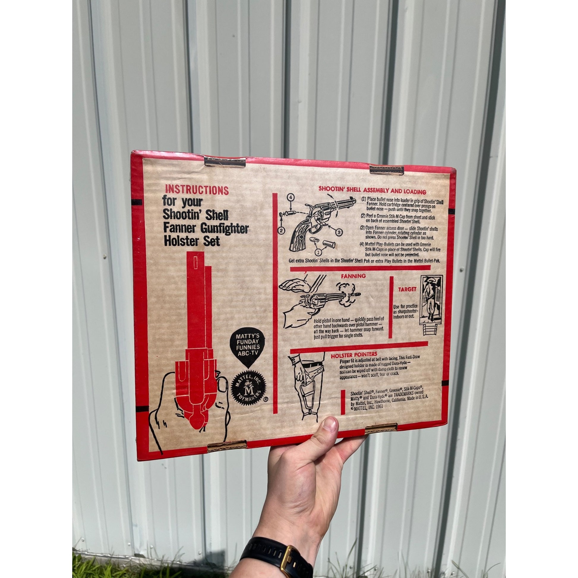 RARE 1961 Mattel Shootin Shell Fanner Gunfighter Double Holster Set NEW SEALED BOX