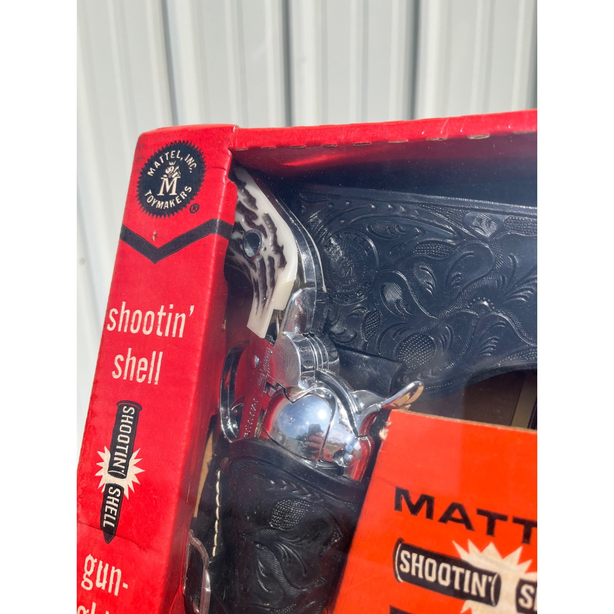 RARE 1961 Mattel Shootin Shell Fanner Gunfighter Double Holster Set NEW SEALED BOX