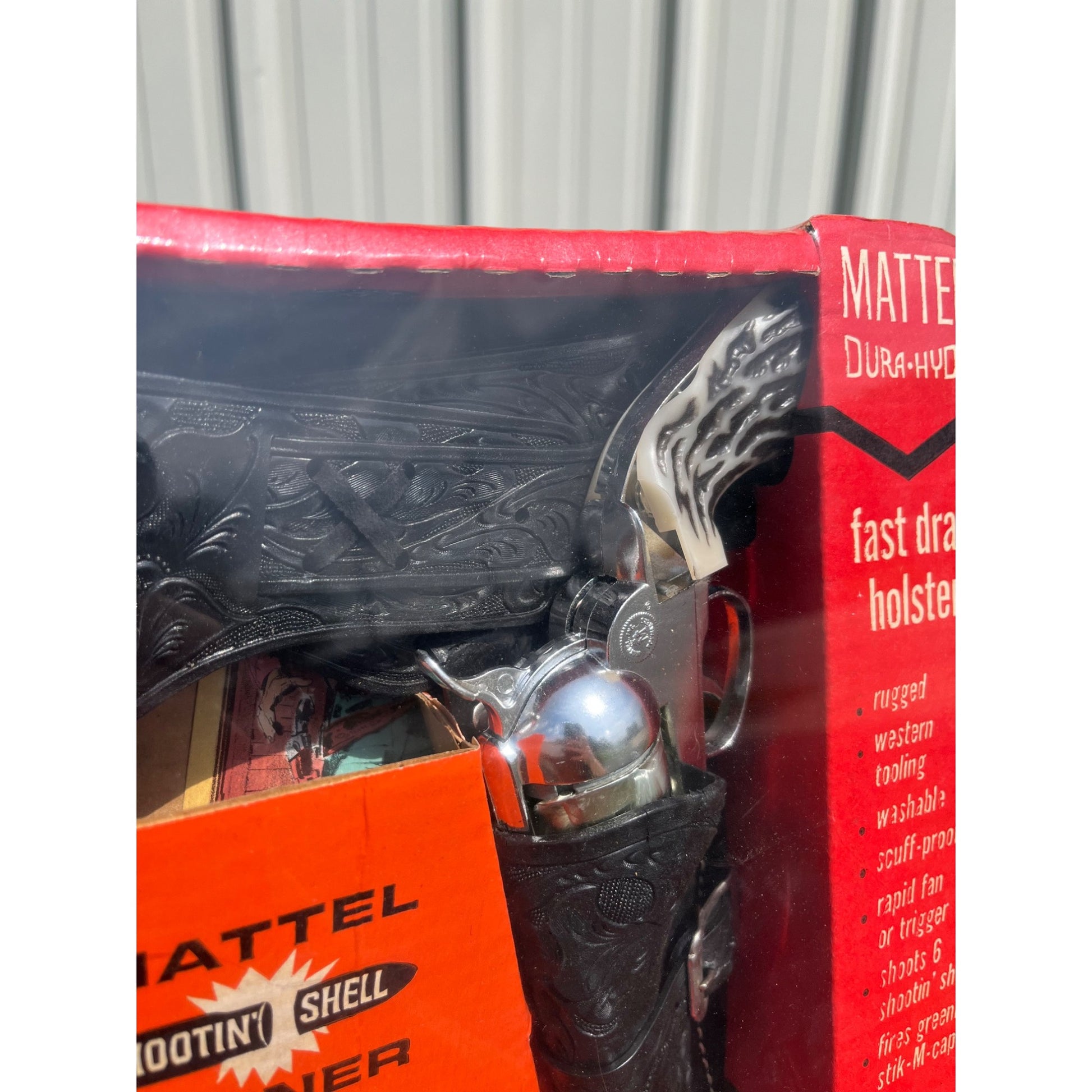 RARE 1961 Mattel Shootin Shell Fanner Gunfighter Double Holster Set NEW SEALED BOX