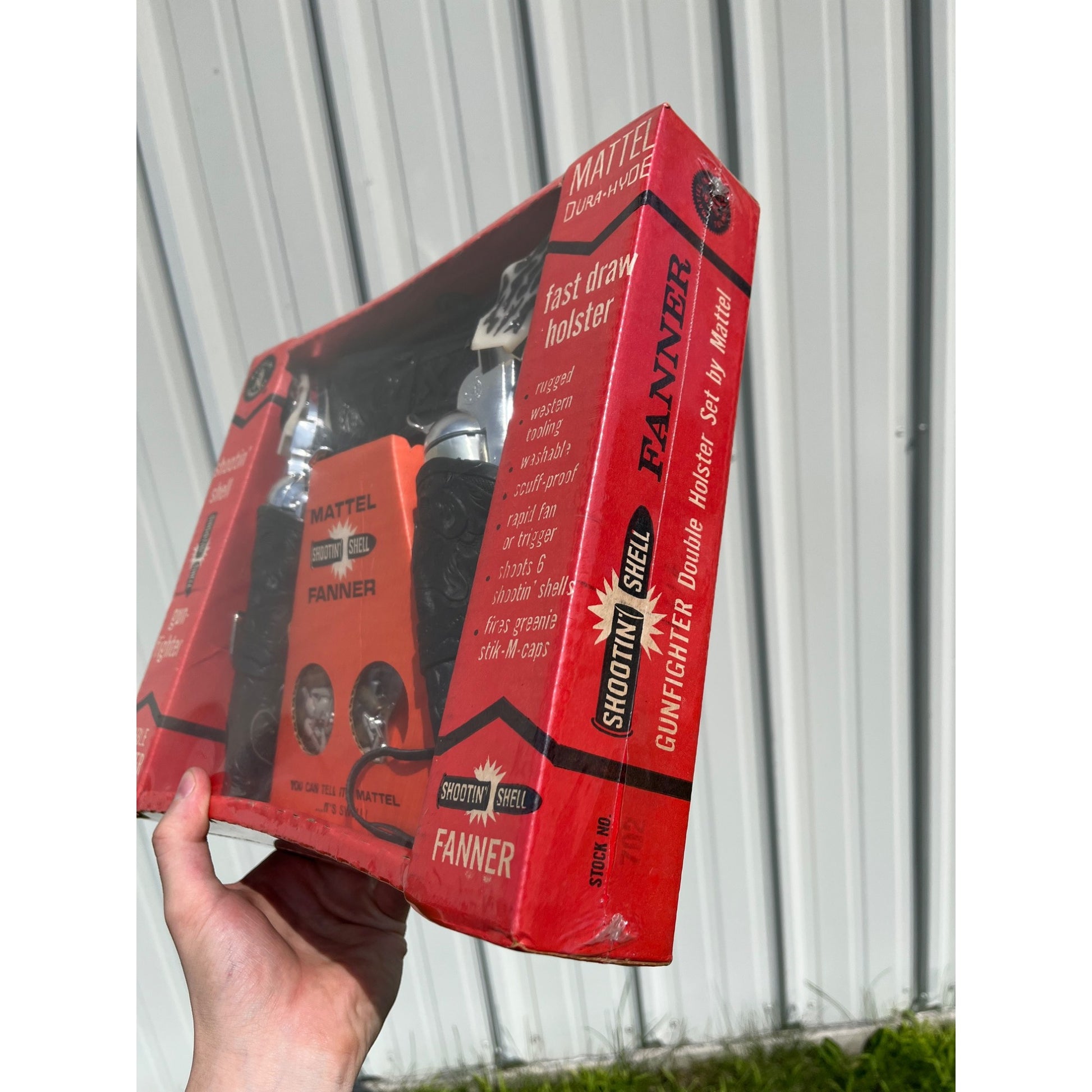 RARE 1961 Mattel Shootin Shell Fanner Gunfighter Double Holster Set NEW SEALED BOX