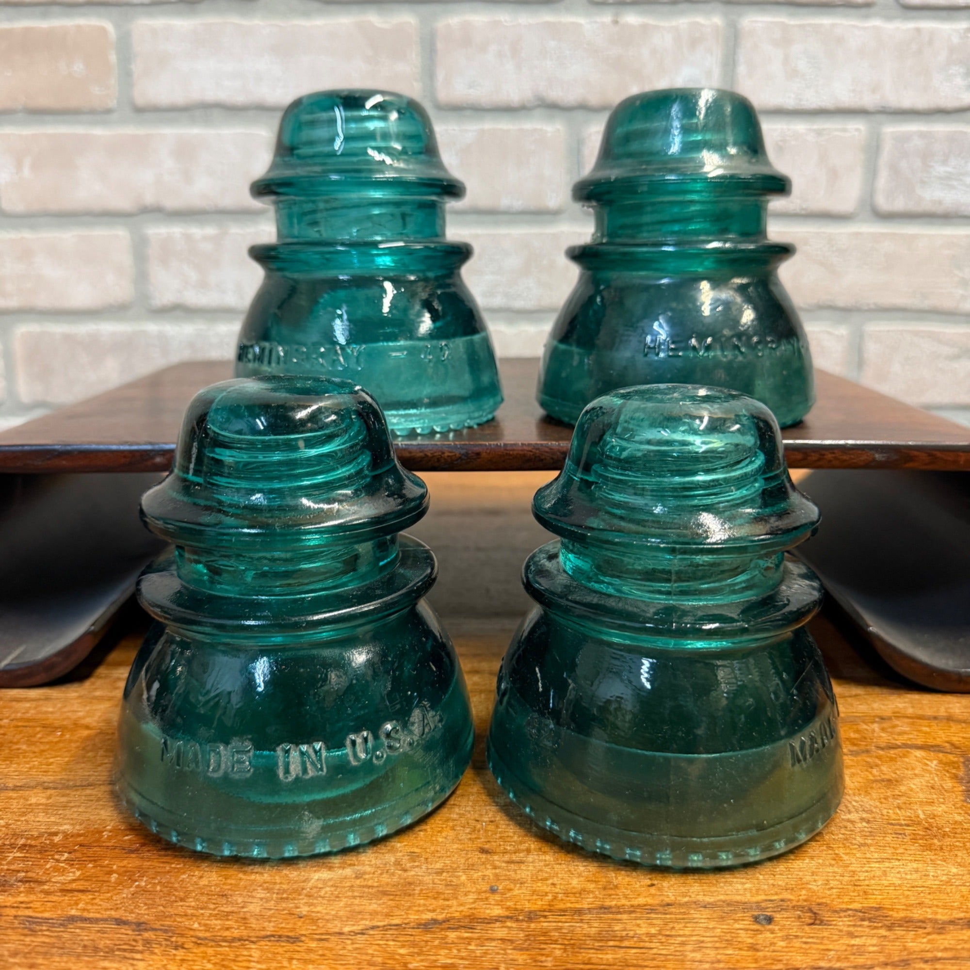 Vintage Aqua Teal Blue Hemingray No. 42 Glass Insulator Set of 4