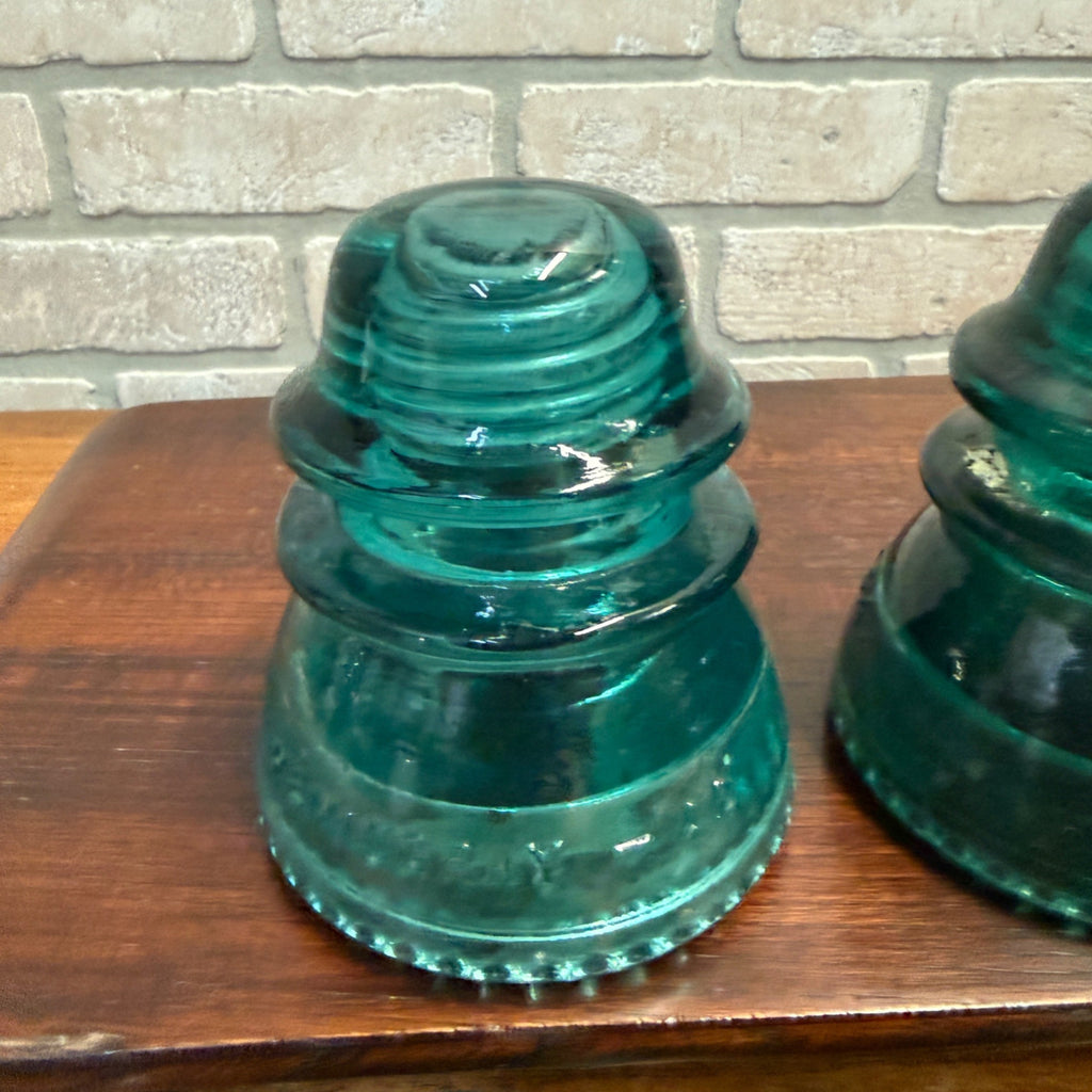 Vintage Aqua Teal Blue Hemingray No. 42 Glass Insulator Set of 4