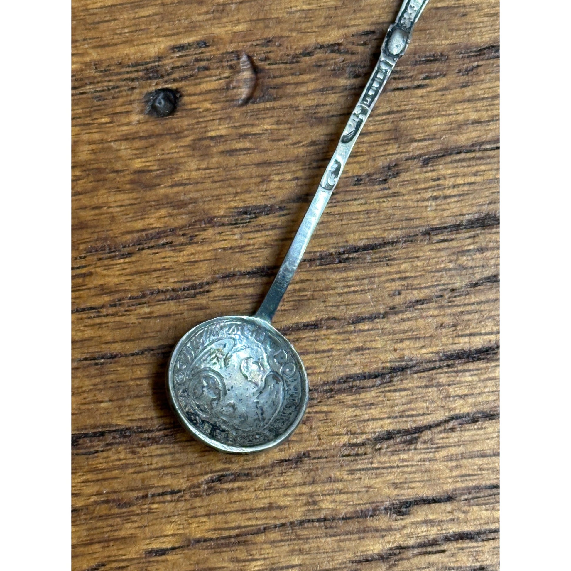 Vintage Imperial Russia 1757 Kopek Coin Sterling Silver Spoon Eagle Bird