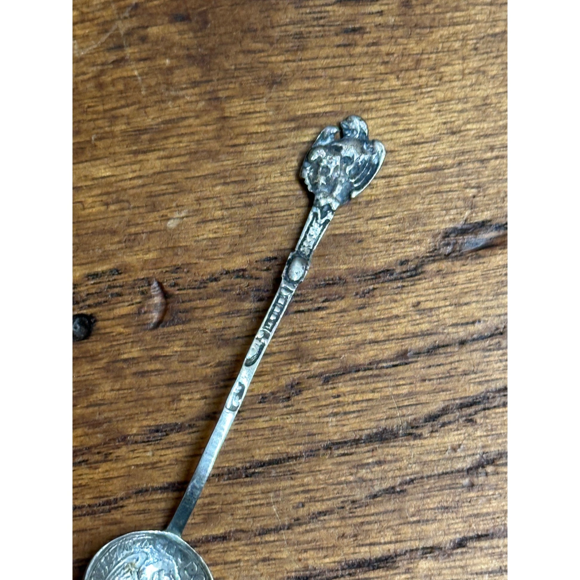 Vintage Imperial Russia 1757 Kopek Coin Sterling Silver Spoon Eagle Bird