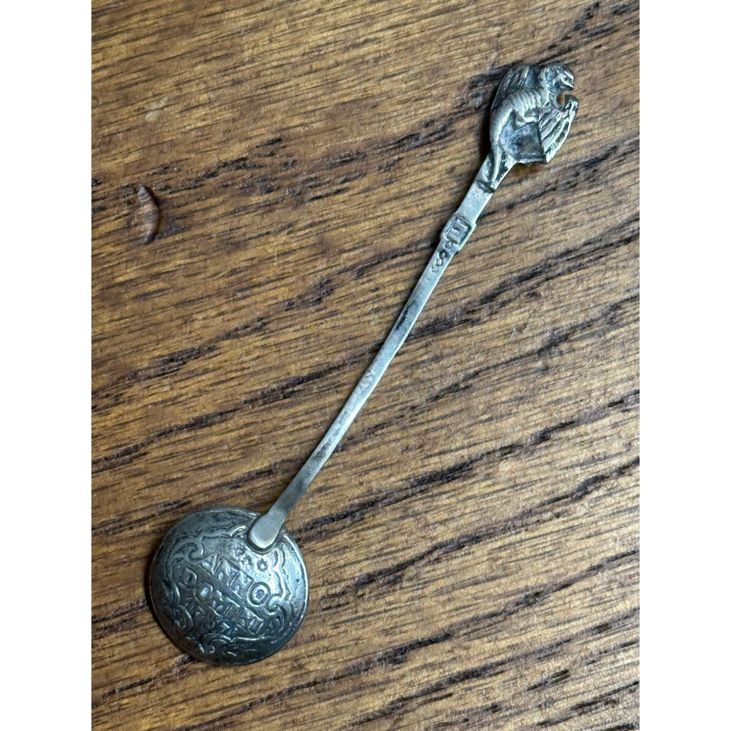 Vintage Imperial Russia 1757 Kopek Coin Sterling Silver Spoon Eagle Bird