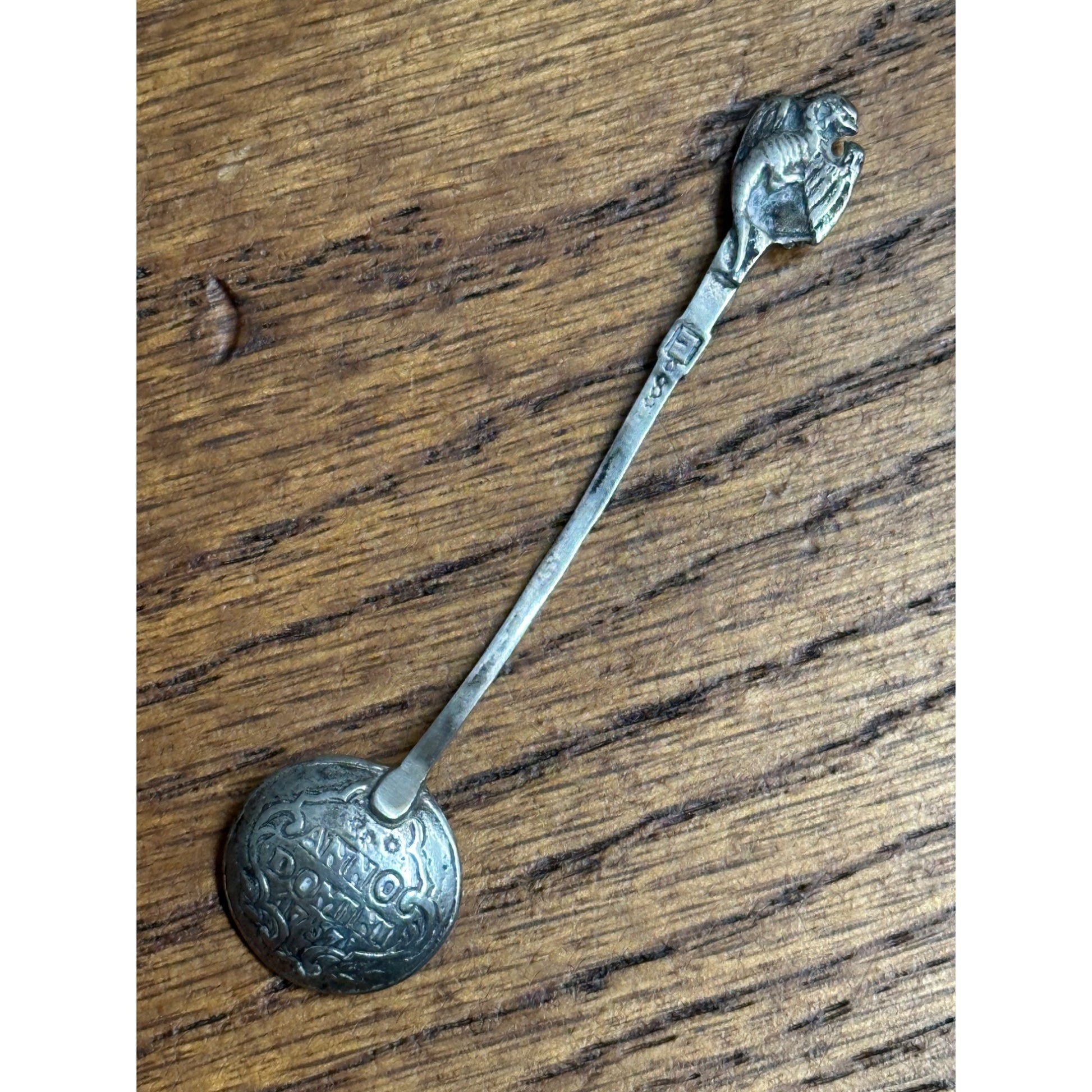 Vintage Imperial Russia 1757 Kopek Coin Sterling Silver Spoon Eagle Bird