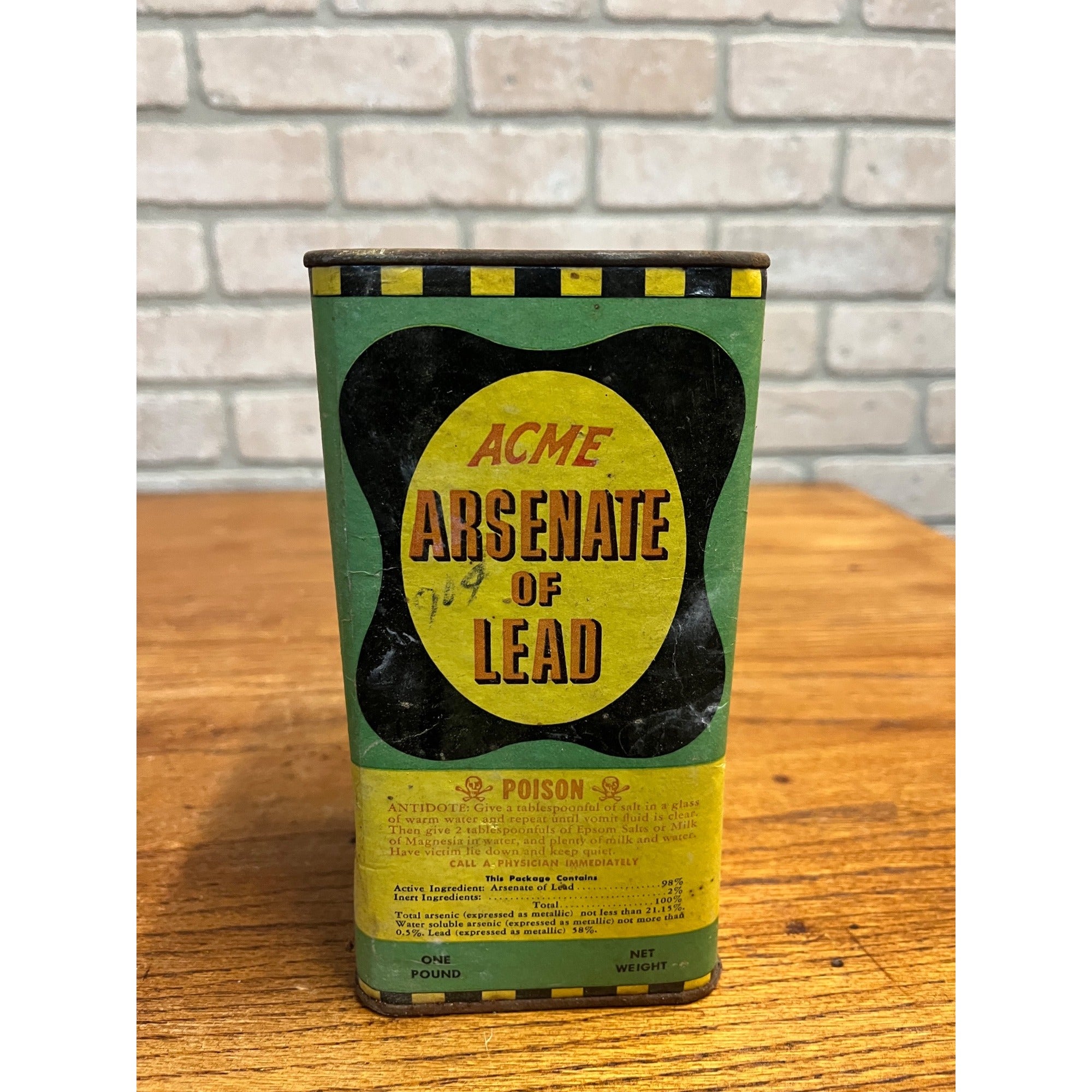 Vintage 1950s ACME Aresenate of Lead Garden Fruit Powder Can Advertising Farm