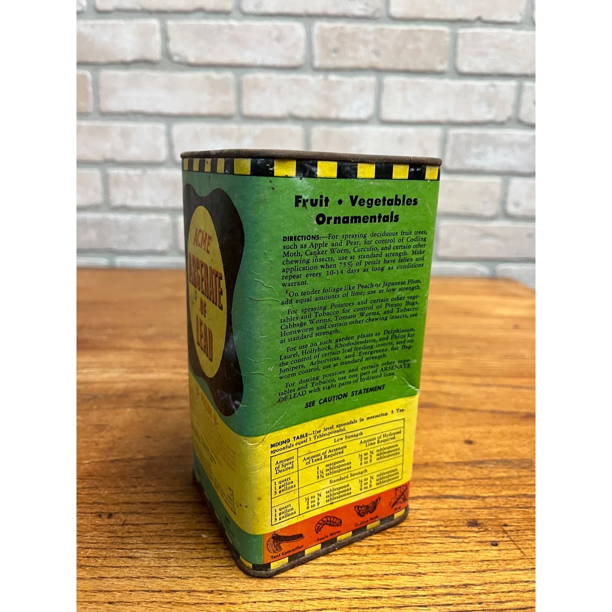 Vintage 1950s ACME Aresenate of Lead Garden Fruit Powder Can Advertising Farm