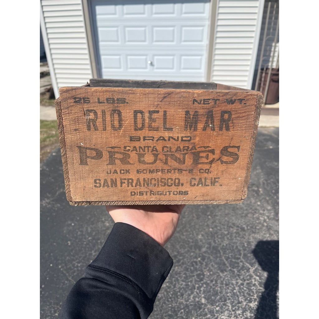 Vintage Wooden Fruit Crate Rio Del Mar Prunes Santa Clara San Francisco Box