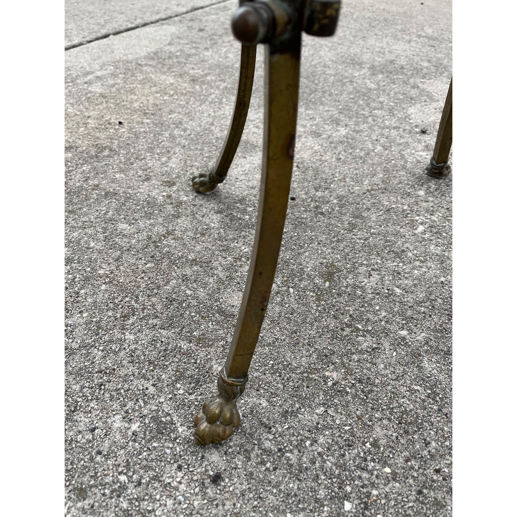 Antique Victorian 1890s Brass & Onyx Marble Plant Stand Accent Table