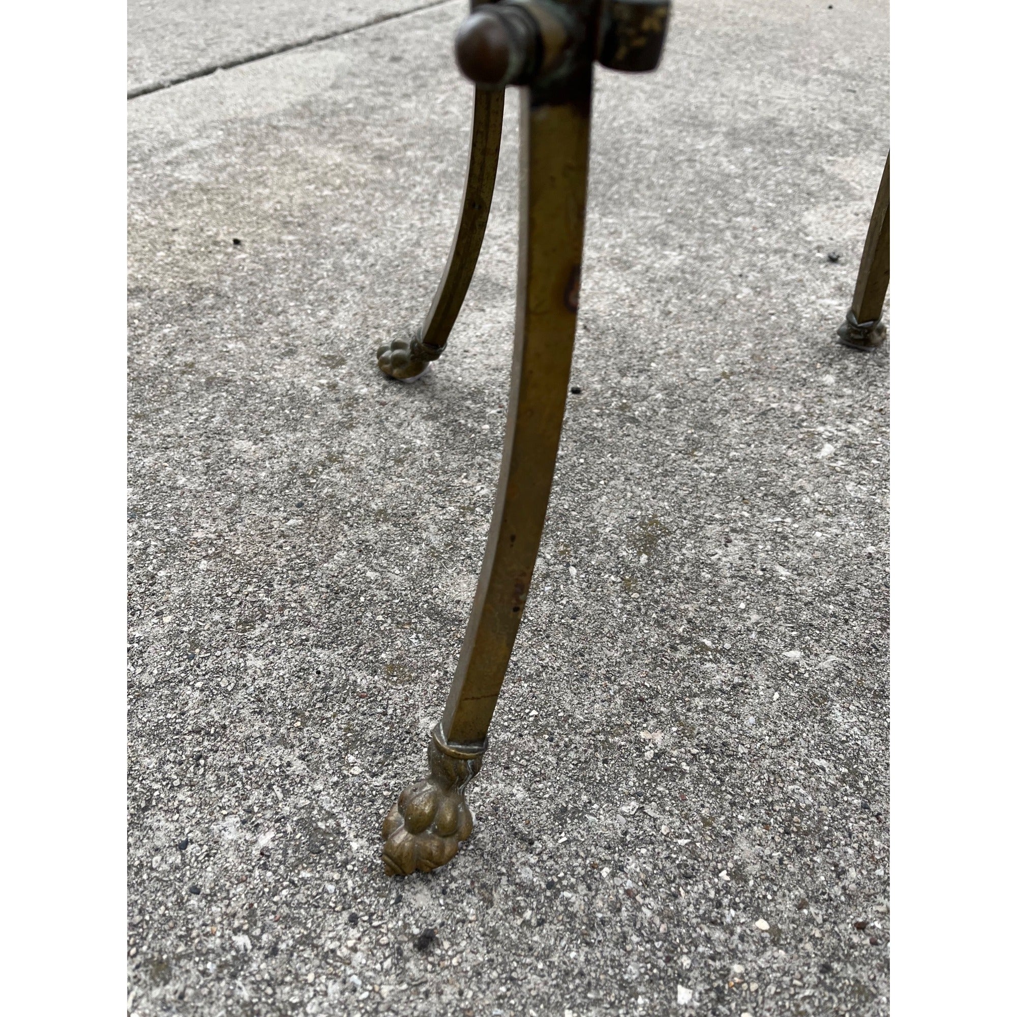 Antique Victorian 1890s Brass & Onyx Marble Plant Stand Accent Table