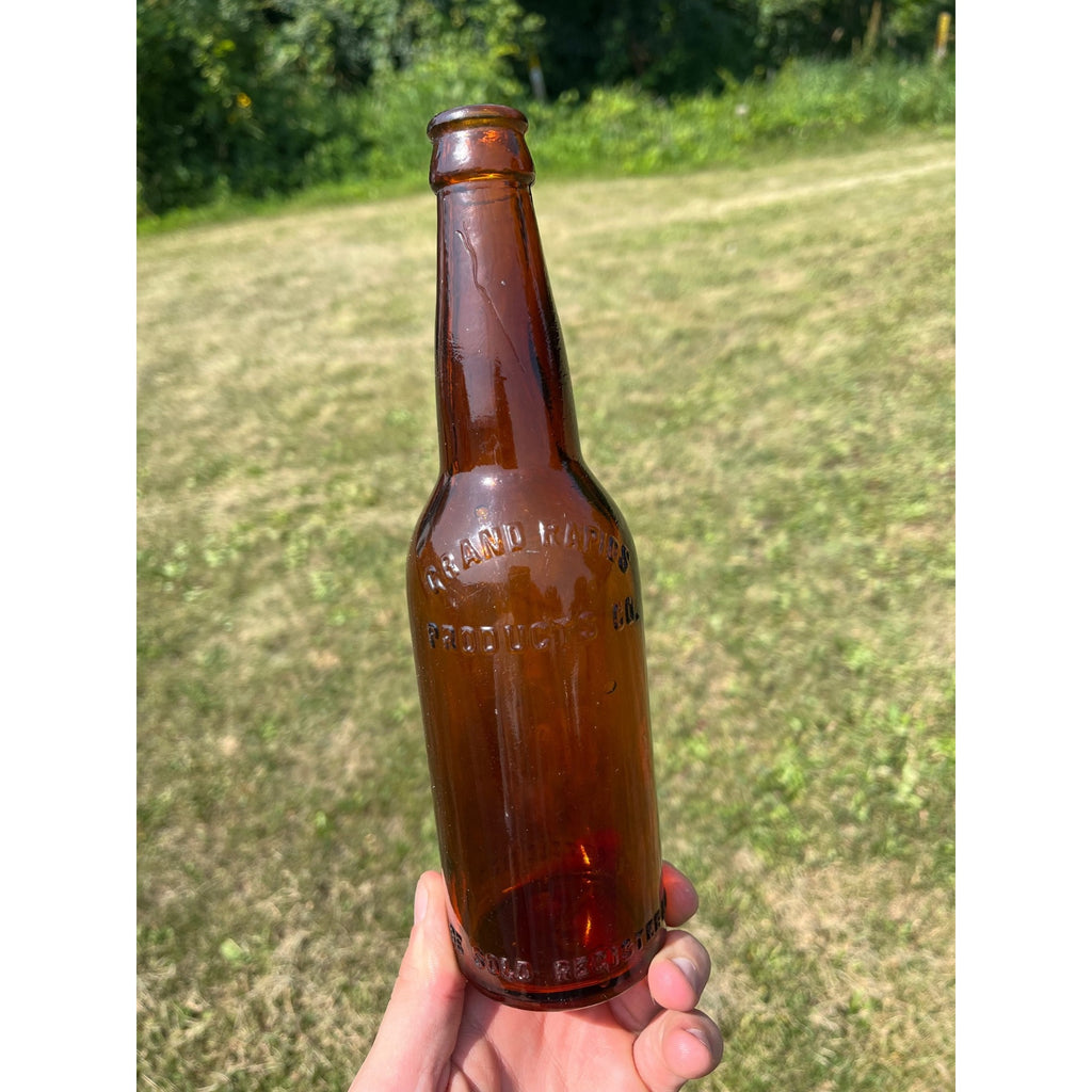 Vintage Grand Rapids Products Co. Amber Beer Bottle Michigan MI Mich.