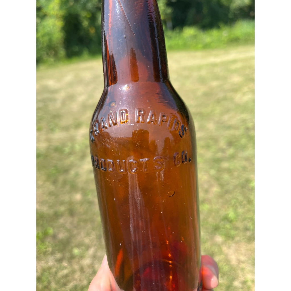 Vintage Grand Rapids Products Co. Amber Beer Bottle Michigan MI Mich.