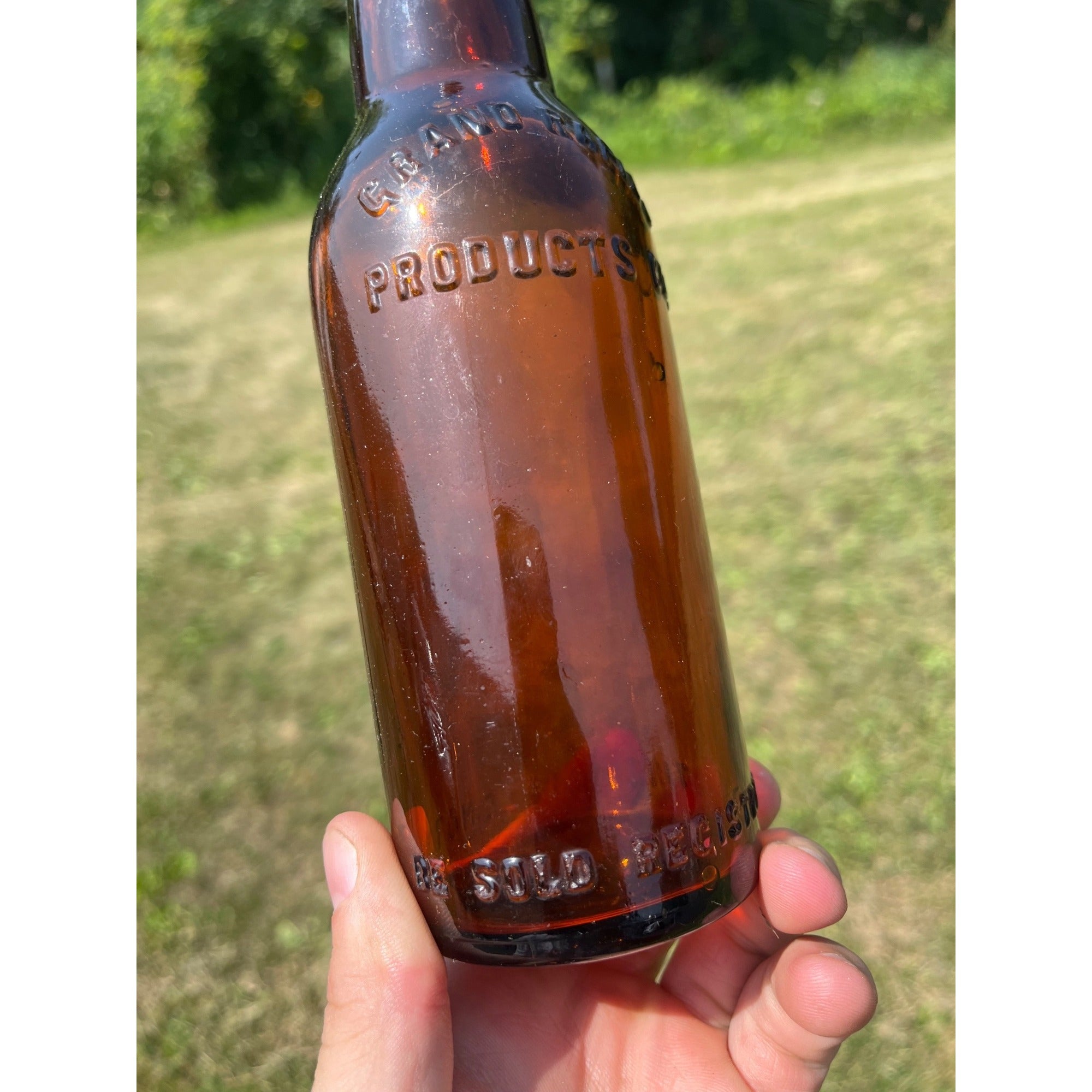 Vintage Grand Rapids Products Co. Amber Beer Bottle Michigan MI Mich.