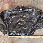 Vintage Snap On Bomber Jacket Horizon Sportswear Black Satin Men's XL