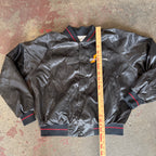Vintage Snap On Bomber Jacket Horizon Sportswear Black Satin Men's XL
