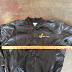 Vintage Snap On Bomber Jacket Horizon Sportswear Black Satin Men's XL