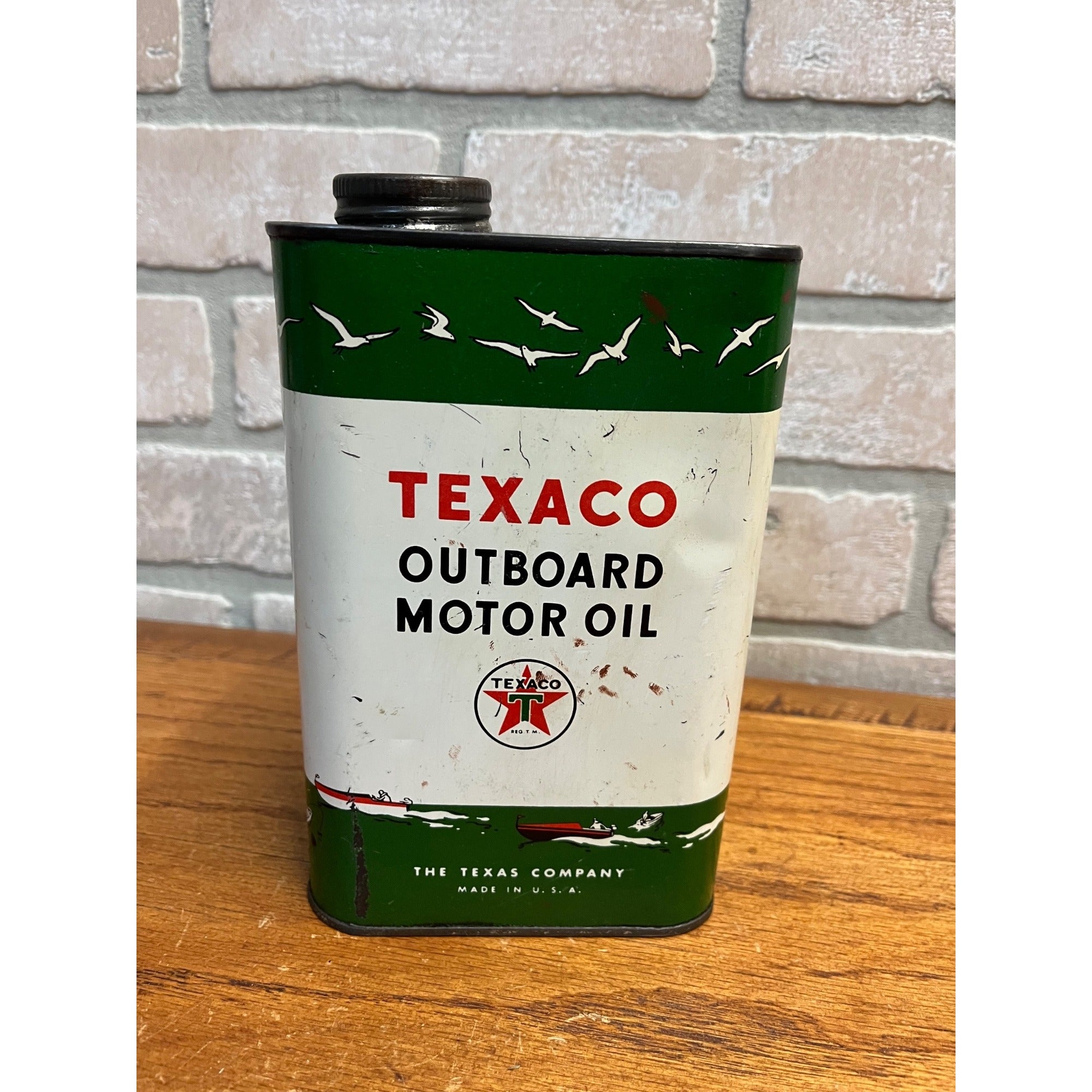 Vintage Texaco Outboard Motor Oil Can 1 Quart - Empty