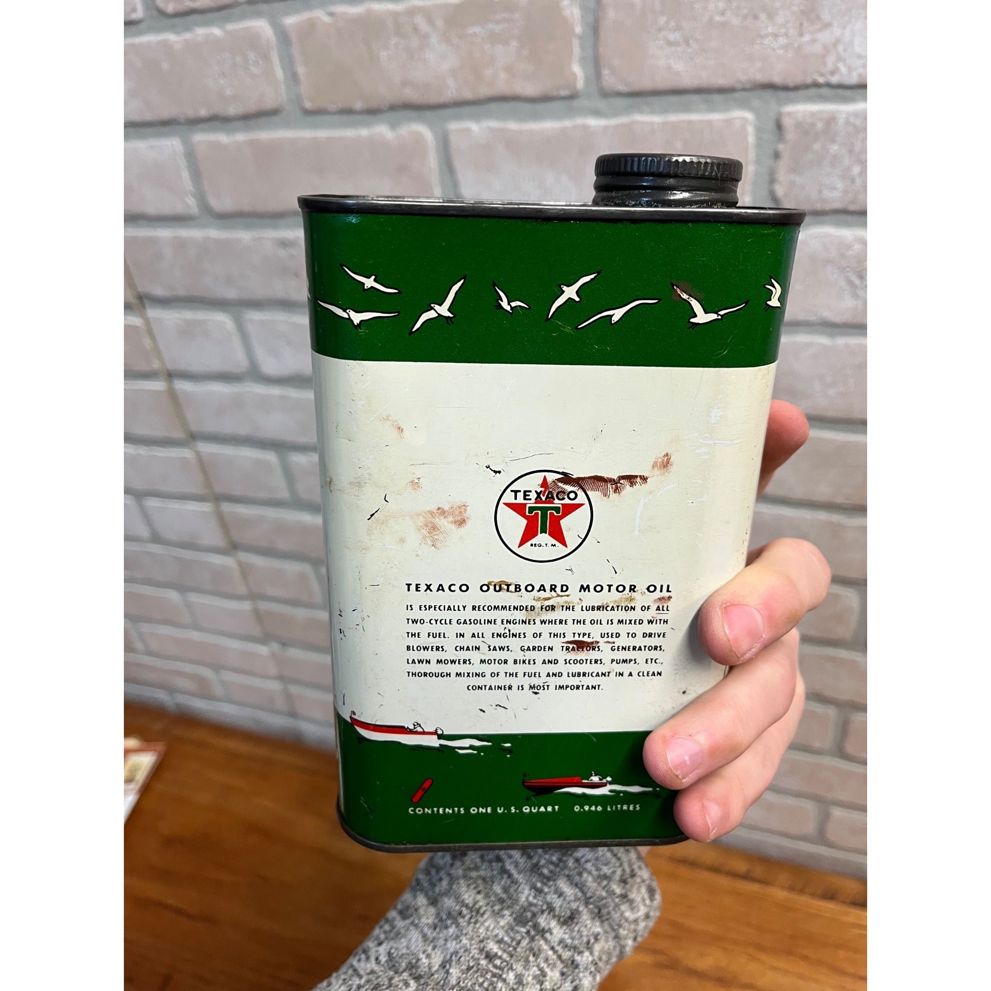 Vintage Texaco Outboard Motor Oil Can 1 Quart - Empty